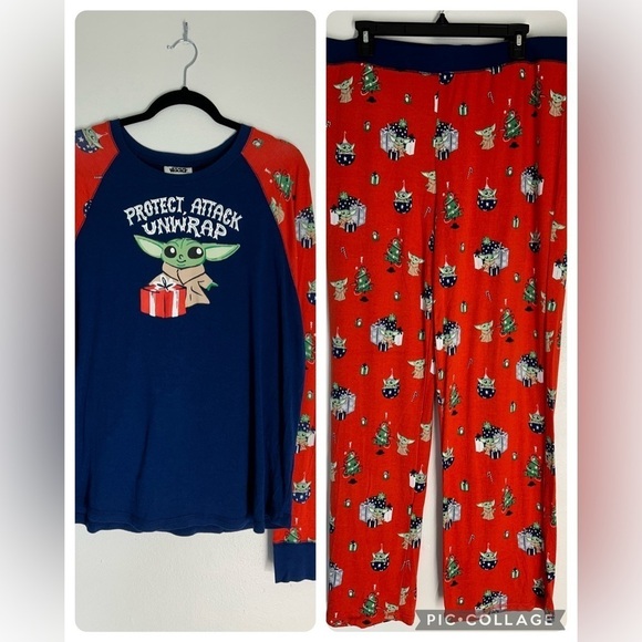 munki munki Other - Star Wars Yoda 2pc Pajama Set Munki Munki XL Christmas Top and‎ Bottoms Soft